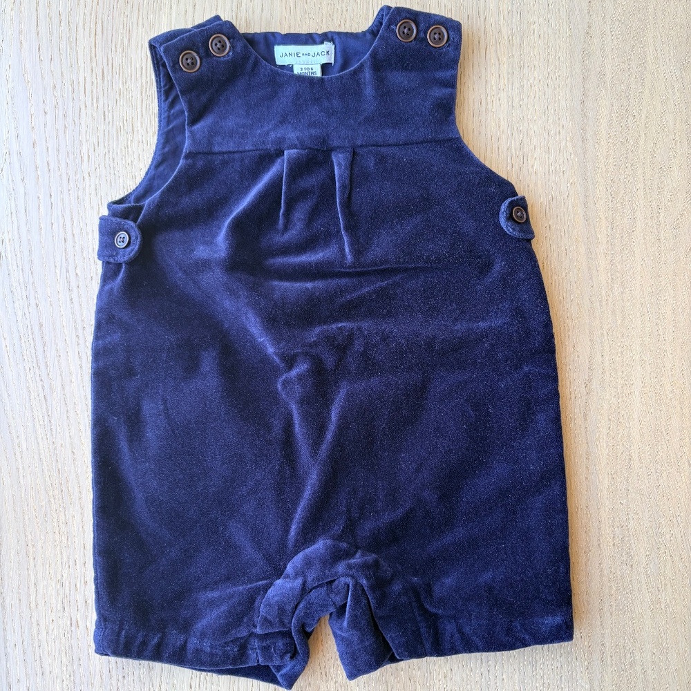 Janie and Jack navy blue velvet romper